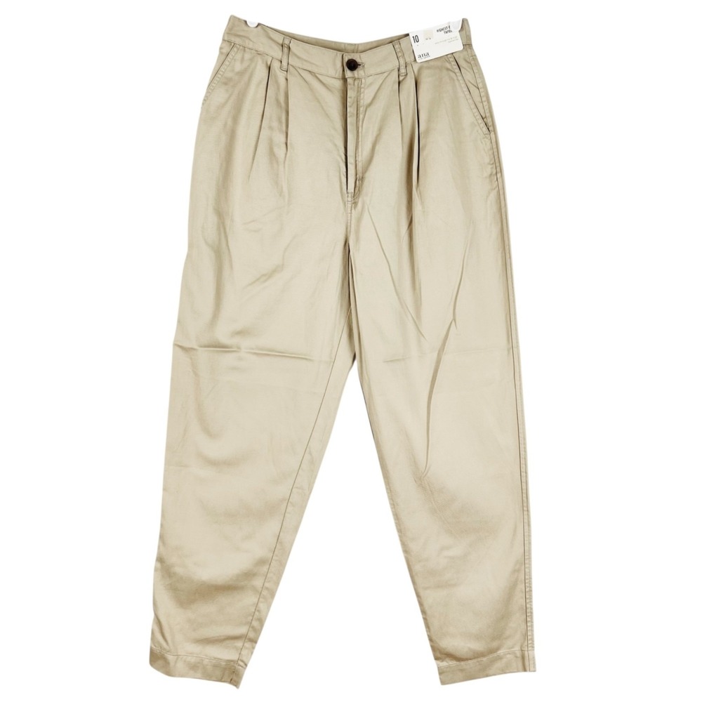 a.n.a. Women's Highest-Rise Tapered Leg Neutral Color Pleated Pants Size 10 NWT